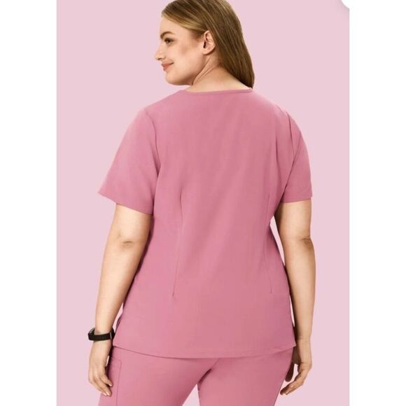Mandala Scrubs 6 Pocket Top in Rosé Pink Size 2XL - Picture 2 of 9